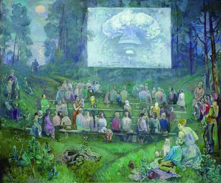 Л. Давиденкова. Войне - нет! В летнем кинотеатре. 1985